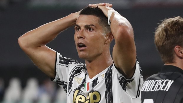 Ronaldo looks on after a chance goes begging against Lyon.