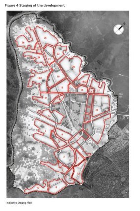 A framework in the proposal documents showing the lots on both sides of the Ginninderry development.