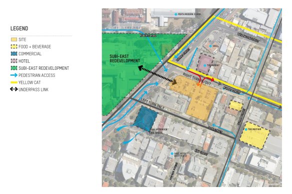 The L-shaped block of land is located near the proposed Subi East redevelopment and Perth Modern.