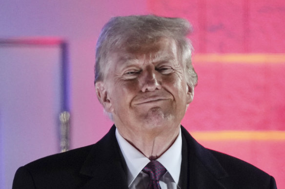 President-elect Donald Trump after a fireworks show at Trump National Golf Club in Virginia at the weekend.