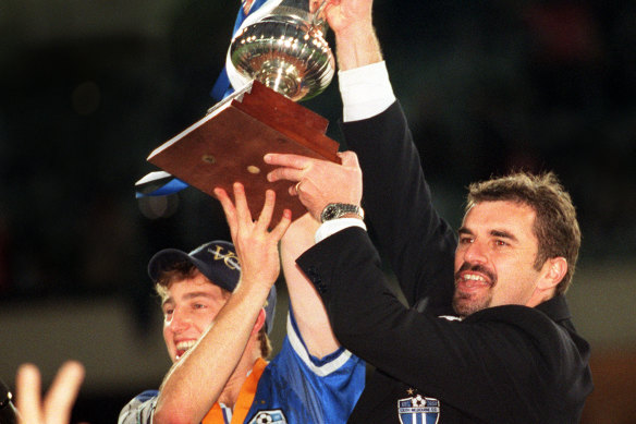 Ange Postecoglou after winning the NSL with South Melbourne in 1999.