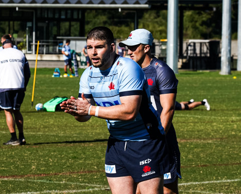 New Waratahs prop Enrique Pieretto at training.