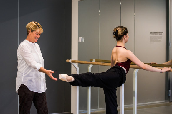 Sue Mayes with dancer Sara Andrlon.