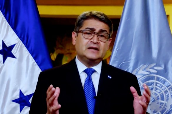 Juan Orlando Hernández in 2020, during his presidency of Honduras.