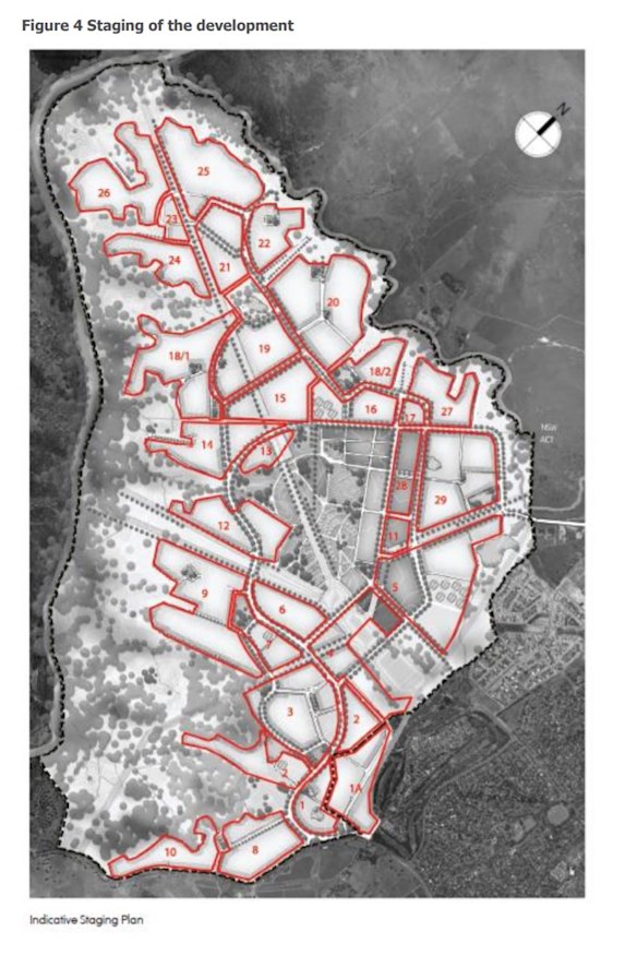 A framework in the proposal documents showing the lots on both sides of the Ginninderry development.