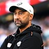 Wests Tigers coach Benji Marshall looks on from the sideline.