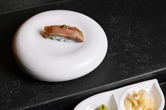 Straw-seared local bonito nigiri.