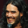 Russell Brand performs during his stand-up tour at Rod Laver Arena, Melbourne, 2010.