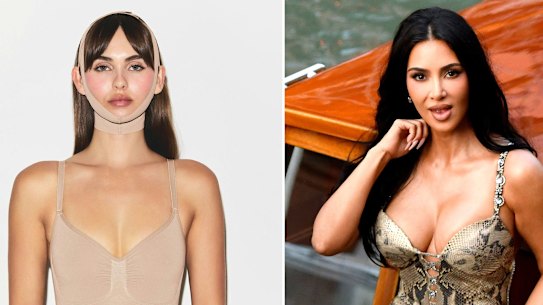 The latest product from Kim Kardashian’s underwear brand Skims targets the jawline.