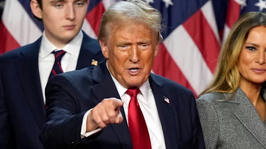 The president-elect: Donald Trump during his victory speech at Palm Beach, Florida.