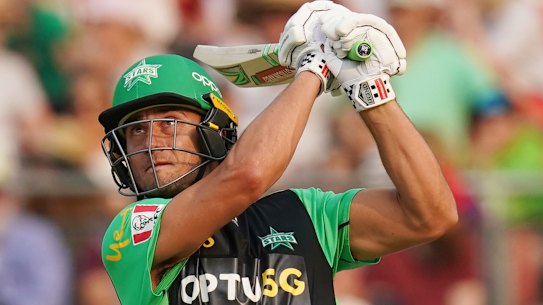 Marcus Stoinis clears the ropes for the Melbourne Stars during their win against Sydney Thunder.