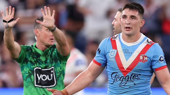 Victor Radley is sent to the sin bin on Anzac Day.