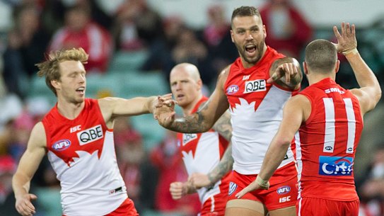 Lance Franklin kicked four goals from just five possessions against Hawthorn but is set to miss at least three weeks after injuring his hamstring.