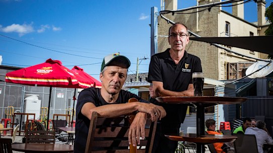 Musician Dan Warner (left) and Lomond Hotel owner James Neagle. 