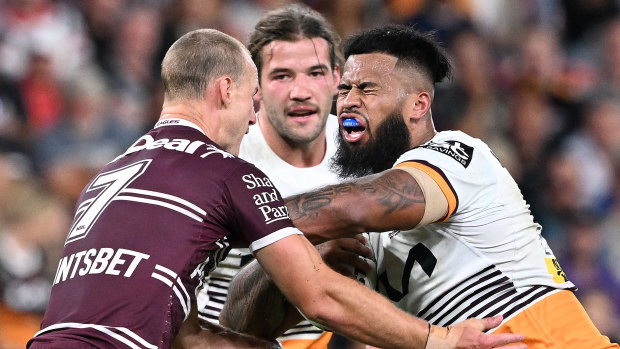 Broncos overcome Payne Haas injury scare to hold out Manly