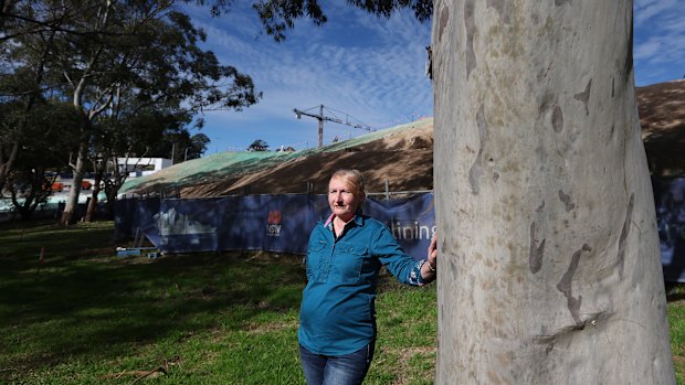 Cammeray resident Steph McCullough pictured at one of the tunnel construction zones in Cammeray