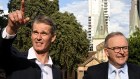 Andrew Charlton and Anthony Albanese were keen to spruik Labor’s plans to improve housing in Parramatta last week.