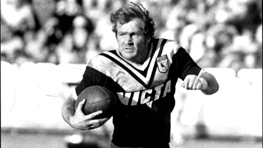 Tommy Raudonikis in full flight for his beloved Western Suburbs.