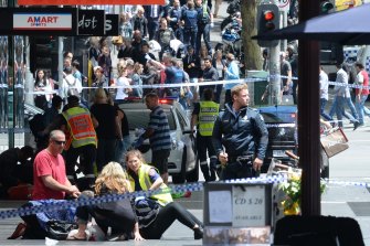 The chaos on Bourke Street on Friday, January 20, 2017.