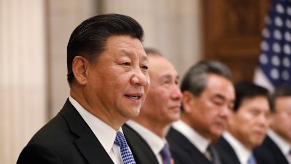 China's President Xi Jinping talks during a bilateral meeting with US President Donald Trump, on Saturday at the G20 summit in Argentina. 