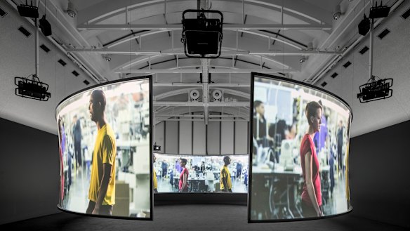 Doug Aitken, SONG 1, a 7-channel composited video installation commissioned by the Hirshhorn Museum and Sculpture Garden, Smithsonian Institution.