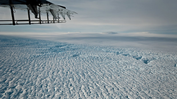 Crevasses near the grounding line of Pine Island Glacier, which is is now losing about 45 billion tonnes of ice a year.