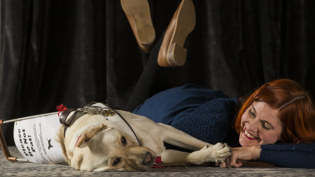 Mahnya Smith and Buffy the guide dog.