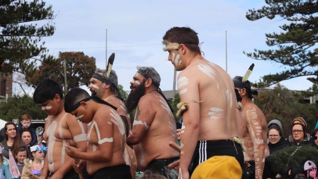 The Koondoom Yarkeen Karweeyn dance group, representing the Gunditjmara Nation, at Portland’s Upwelling Festival.