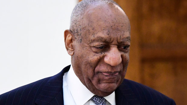 Bill Cosby outside court in April. 
