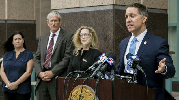 Palm Beach County State Attorney Dave Aronberg speaks to the media on Tuesday.