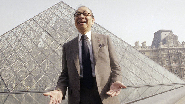 I M Pei designed the controversial faceted glass pyramid of the Louvre museum in Paris.