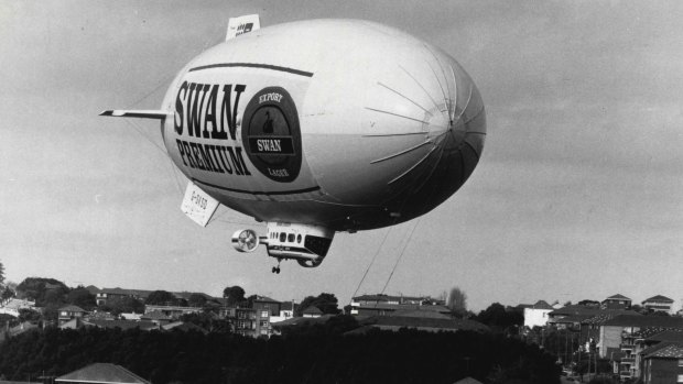 State Pollution Control 
Commission says it has received a “swag” of calls from angry residents, complaining about the noise 
from the airship’s two Porsche six-cylinder car engines. May 12, 1987. 