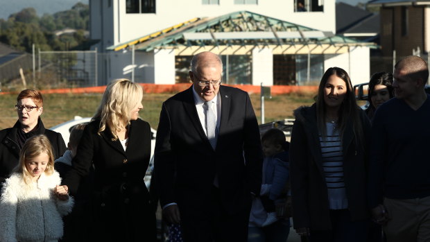 Prime Minister Scott Morrison spruiks his plan in the marginal Sydney seat of Lindsay.