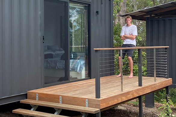 Rocco Zikarsky at his house made of shipping containers. 