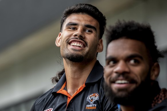 Terrell May with fellow Tigers recruit Sunia Turuva.