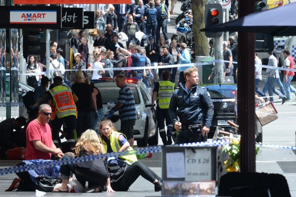 The chaos on Bourke Street on Friday, January 20, 2017.