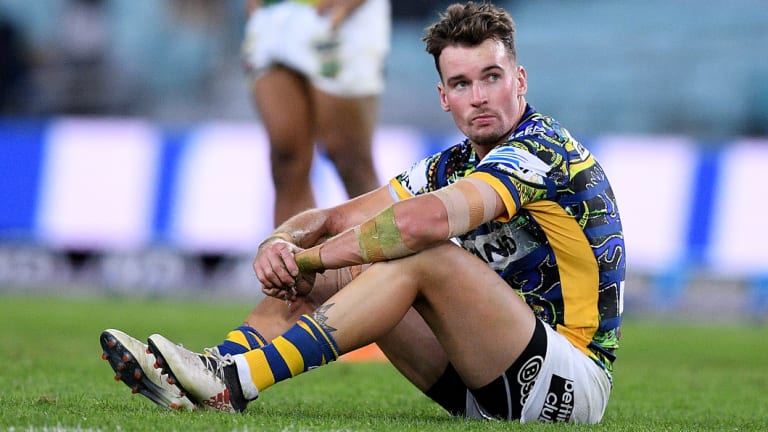 Taking it hard: Clint Gutherson after an Eels defeat last season.