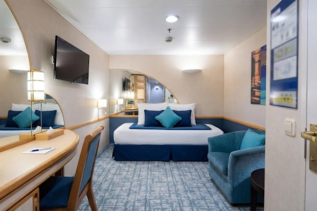 an Interior cabin on board cruise ship The Villa Vie Odyssey