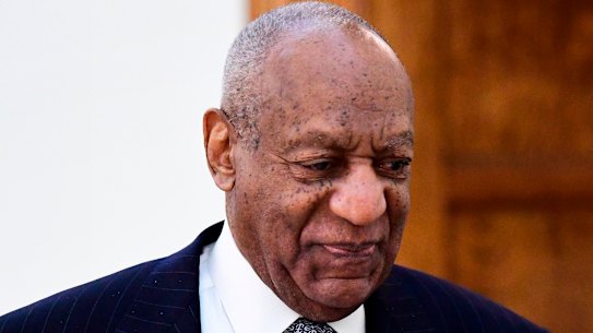 Bill Cosby outside court in April. 