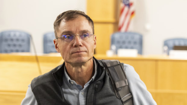 Tony Nissen, head engineer for OceanGate, leaves after his testimony in a Coast Guard investigatory hearing on the causes of the implosion of an experimental submersible headed for the wreck of the Titanic.
