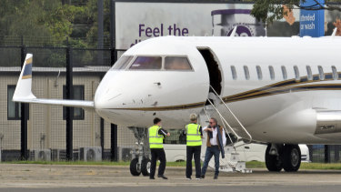 Andrew Forrest at Sydney airport on January 3 boarding the FMG private jet to fly back to Perth.