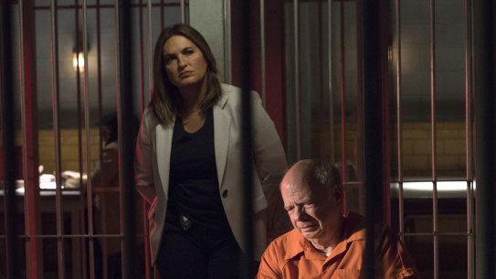 Mariska Hargitay (with Wallace Shawn) in Law & Order: Special Victims Unit.