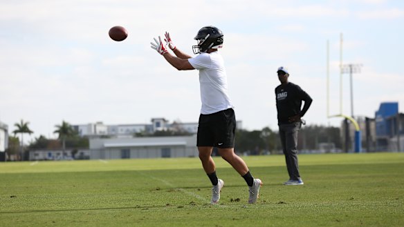 Crunch time: former Cronulla star Valentine Holmes shows what he's made of in the US.