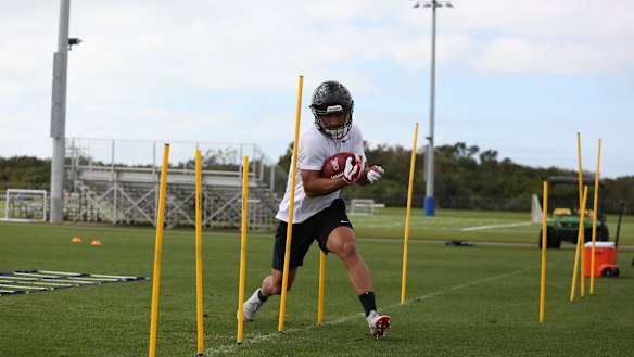 Post-NRL goals: Valentine Holmes at the NFL's Pro Day in Florida.