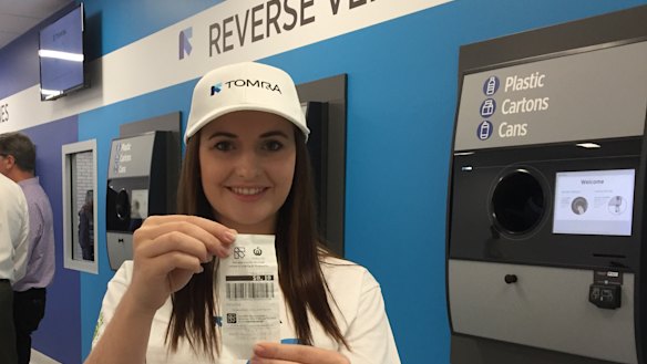 Alina Riggs at Queensland's Containers For Exchange site in Montague Road at West End.