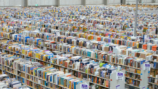 The inside of Amazon's first Australian warehouse, in Melbourne's southeast.  