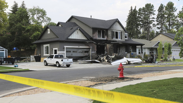 The front part of the house was heavily burned in the crash.