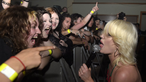 Amy Taylor with fans at a 2023 show in Victoria.
