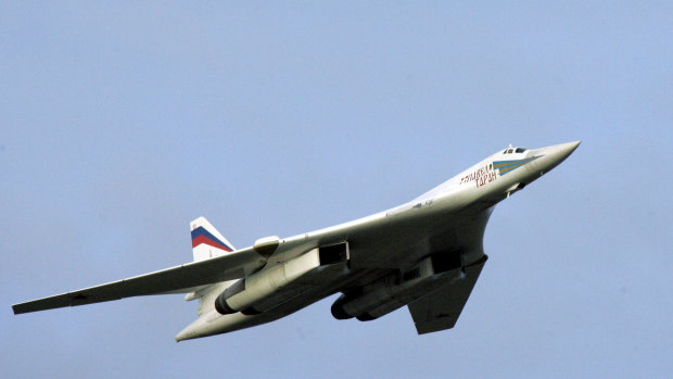 A supersonic Russian Tu-160 strategic bomber. US and Canadian fighters 'escorted' two of the Russian planes that entered an area patrolled by the Canadians.