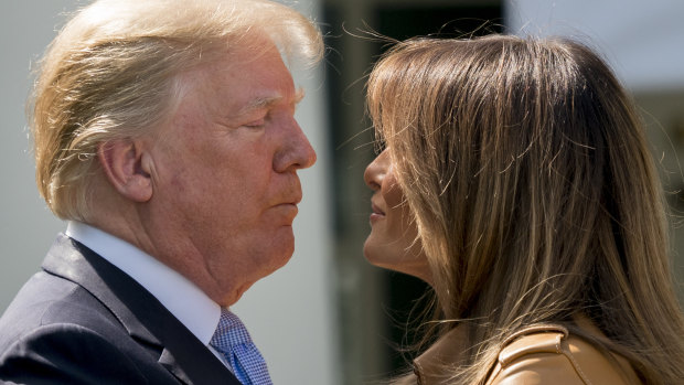 Donald Trump with First lady Melania Trump during Melania's "Be Best" initiative on Monday.